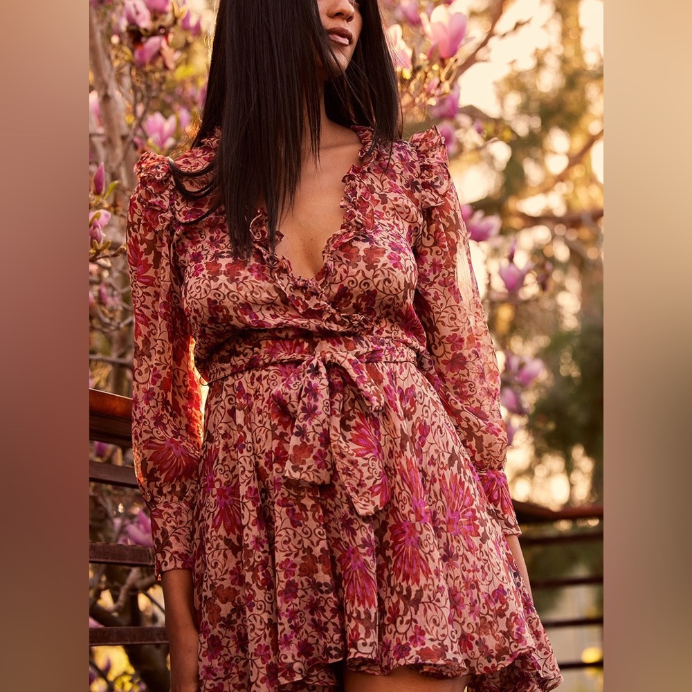 New MISA Los Angeles Veruka Dress in Hibiscus Floral Dress in XL